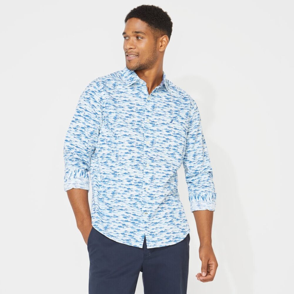 Nautica: Fish Print Long-Sleeve Oxford Men's Shirt